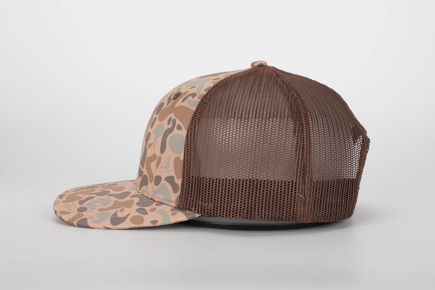 Blank Whitetail Co. Dark Old School Camo Mesh Back Trucker