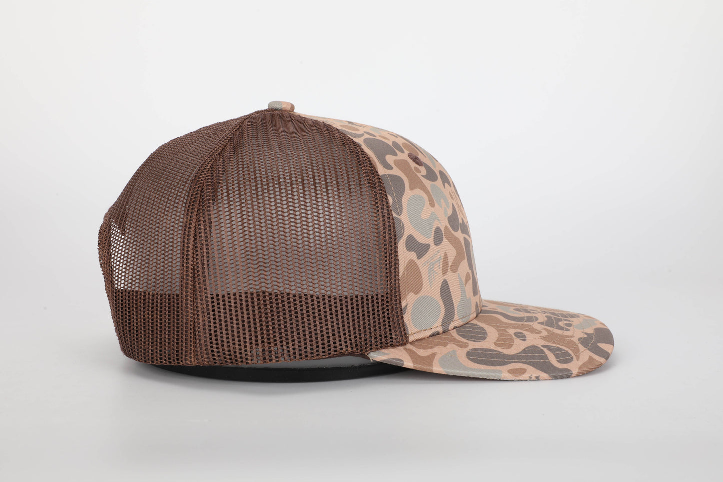 Blank Whitetail Co. Dark Old School Camo Mesh Back Trucker