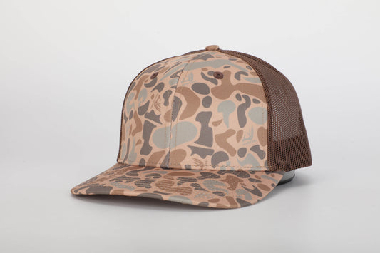 Blank Whitetail Co. Dark Old School Camo Mesh Back Trucker